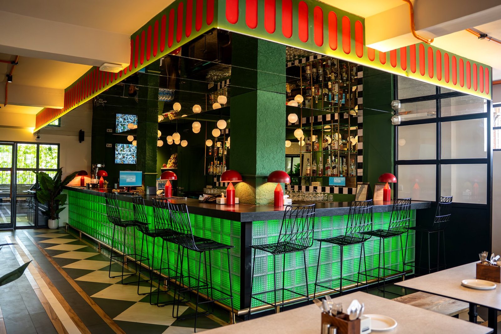 Behind the Shalimar bar